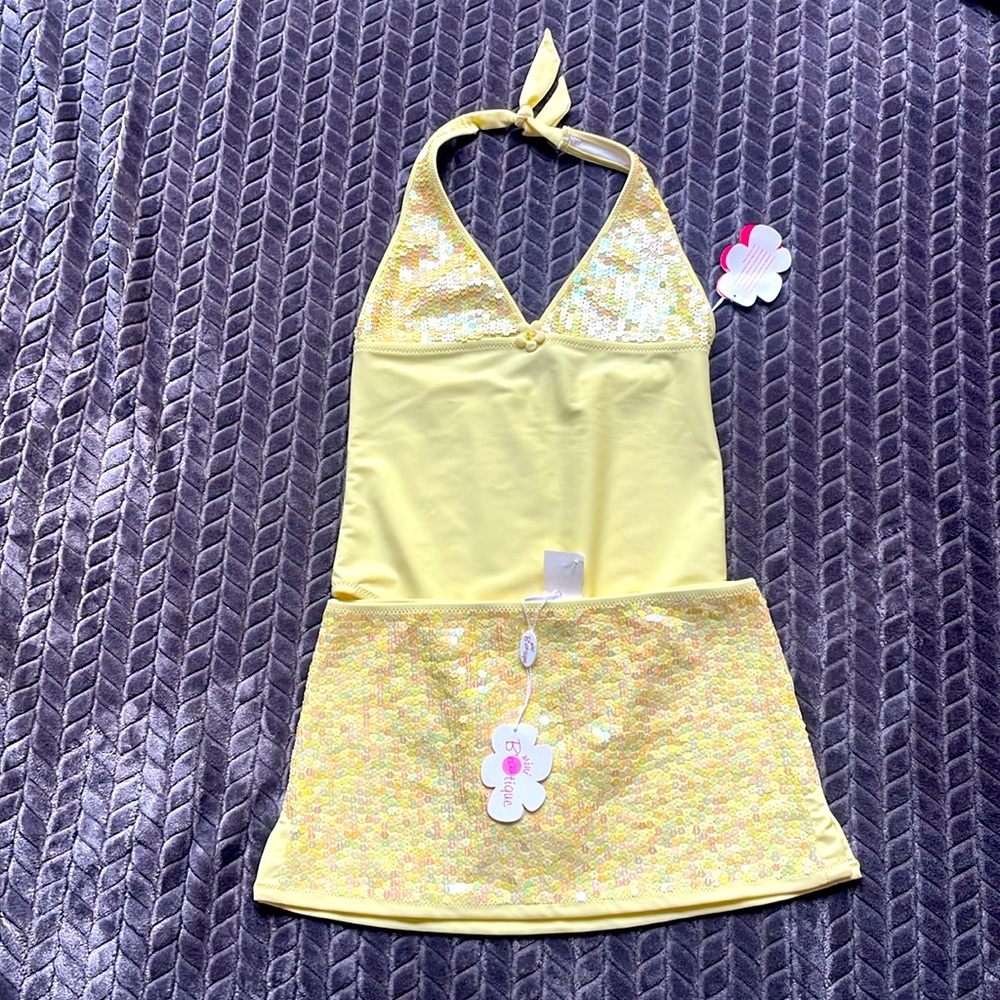 Pastel Yellow Sequin 2-Piece Swimsuit Set - NWT